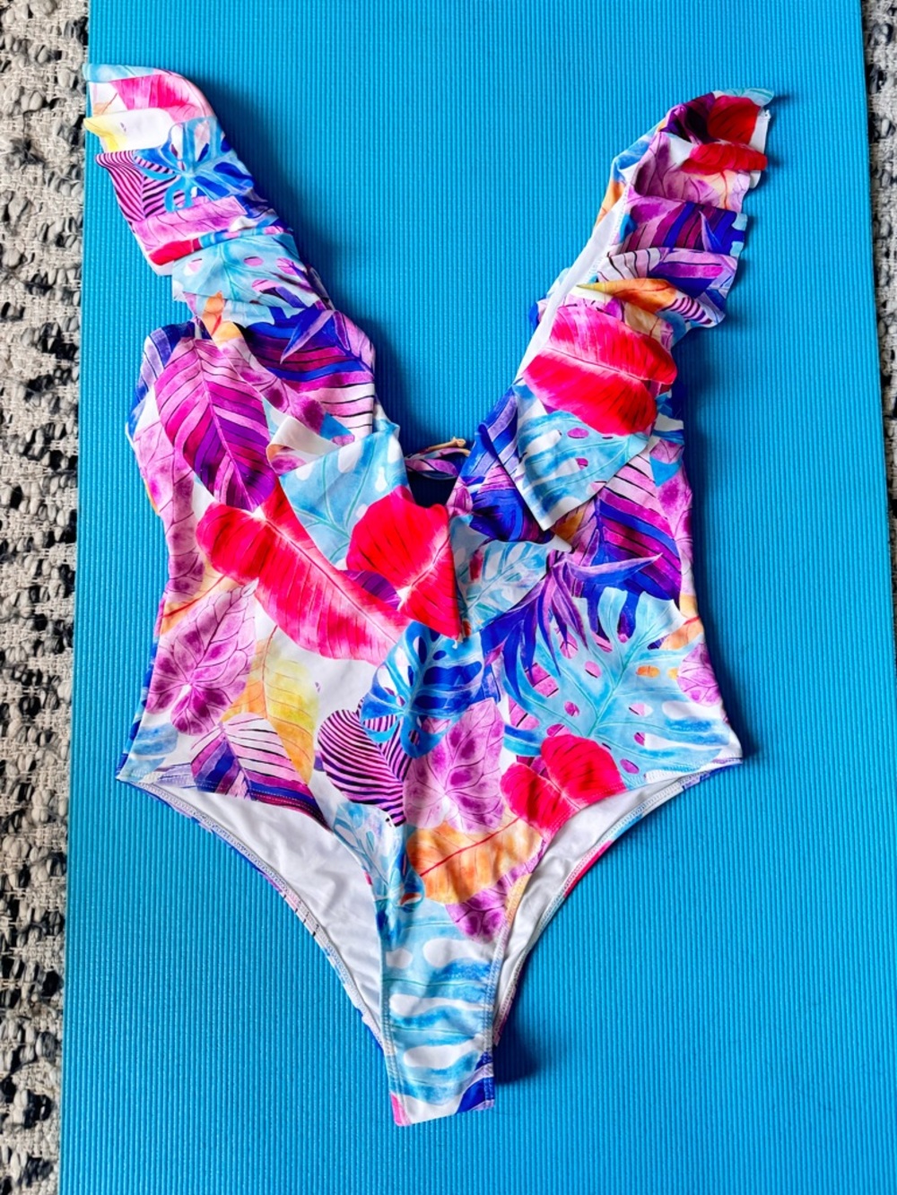Tropical Ruffle-Trim One-Piece Swimsuit - Multicolor - Picture 2 of 11
